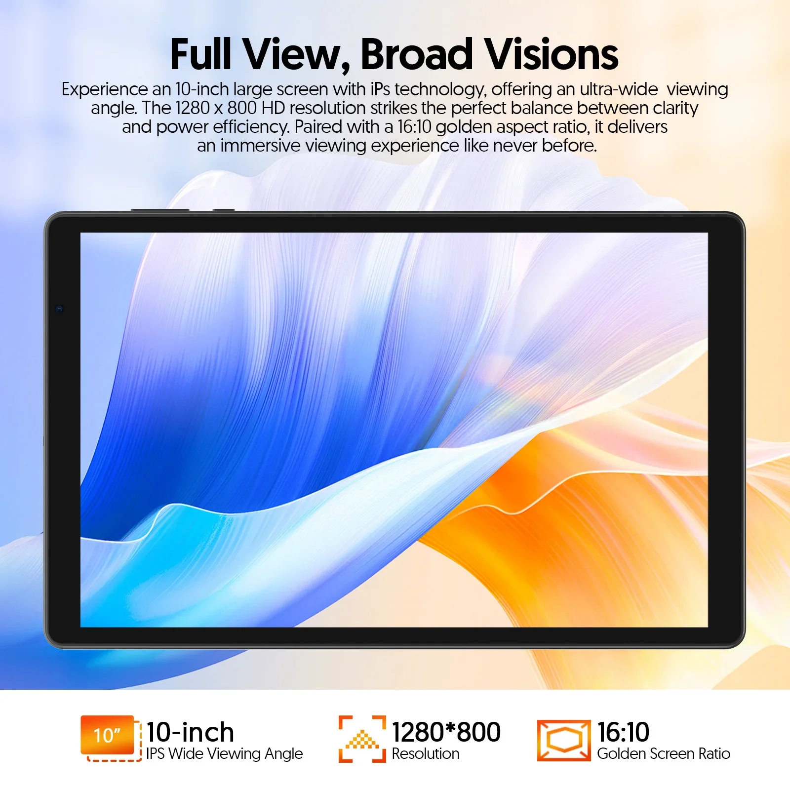 Global Version 10-inch Tablet PC | Android 16 | 5-core Processor | 4GB (2+2) RAM / 32GB ROM | 6000mAh Battery | Type-C |  WiFi 6