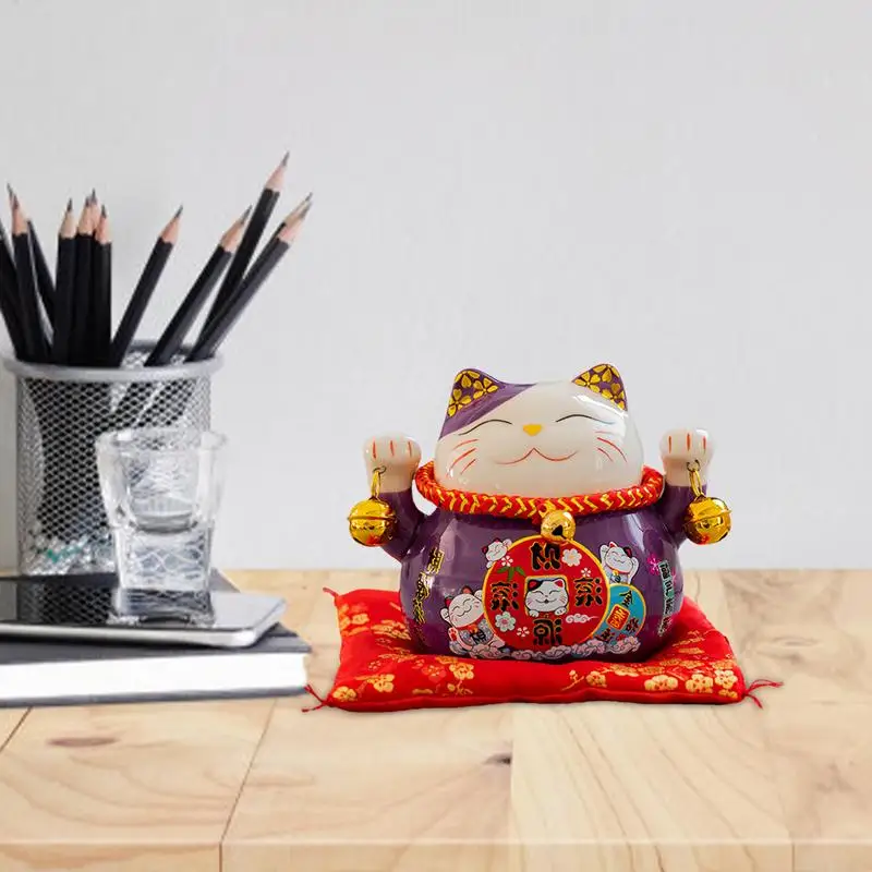 Maneki Neko Figurine Feng Shui Fortune Lucky Cat 4.5in Cute Wealth Cat Figurine Maneki Neko Feng Shui Fortune Creative Ceramics