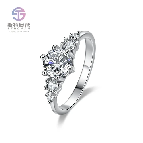 

GRA Diamond Moissanite Wholesale Premium Round Diamond Ring 925 Sterling Silver for Women Wedding Fashion Jewelry Gifts