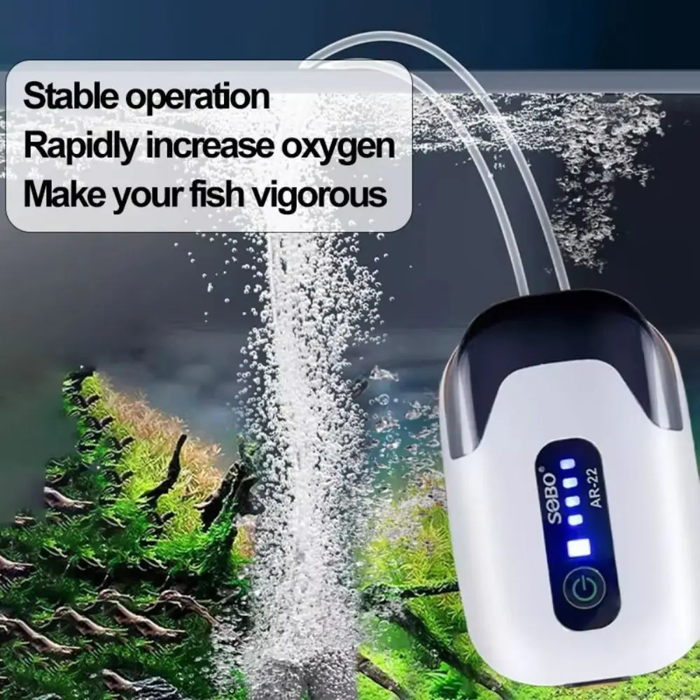 1/2 Hole Aquarium Oxygen Air Pump Ultra Silent Low Noise Fish Air Pump Water Proof with Lithium Battery Fish Tank Oxygen Pump