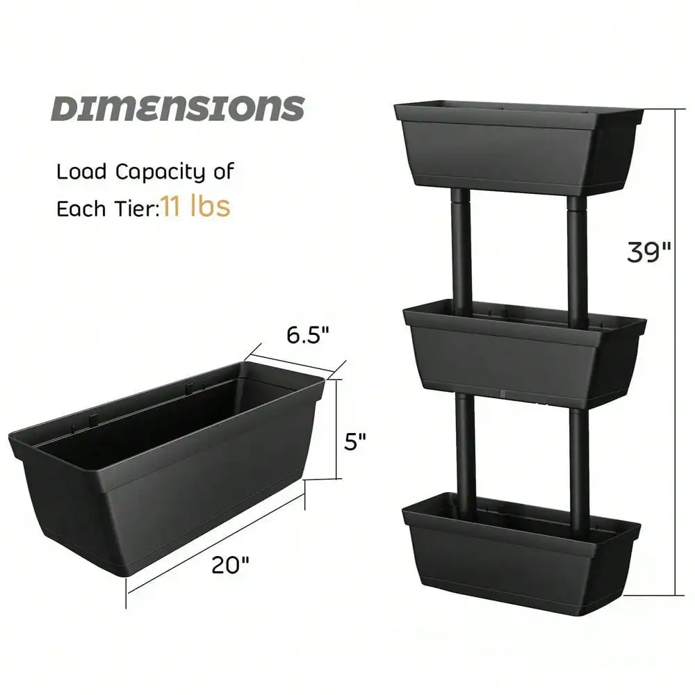 Freestanding 3-Tier Raised Garden Bed Vertical Flower Pot Stand Planter Boxes