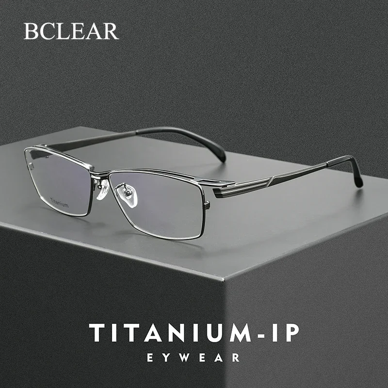 

BCLEAR Ultra-light Pure Titanium Mechanical Eyeglass Frame Handmade Square Glasses for Men High Quality Designer Eyewear New