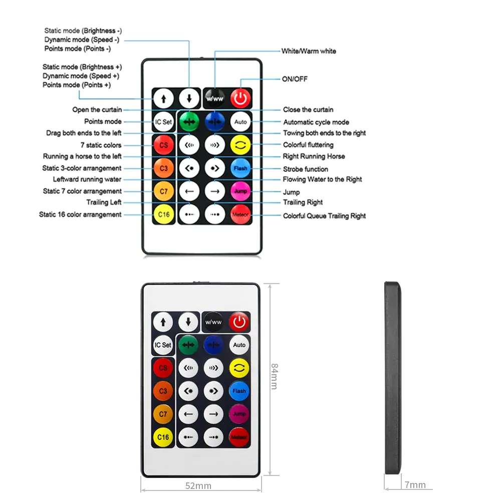 USB/DC Mini WS2812B WS2811 RGBIC inteligentny kontroler taśm Led 24 klawisze pilot na podczerwień 2048 pikseli WS2812 IC taśma świetlna DC5-24V