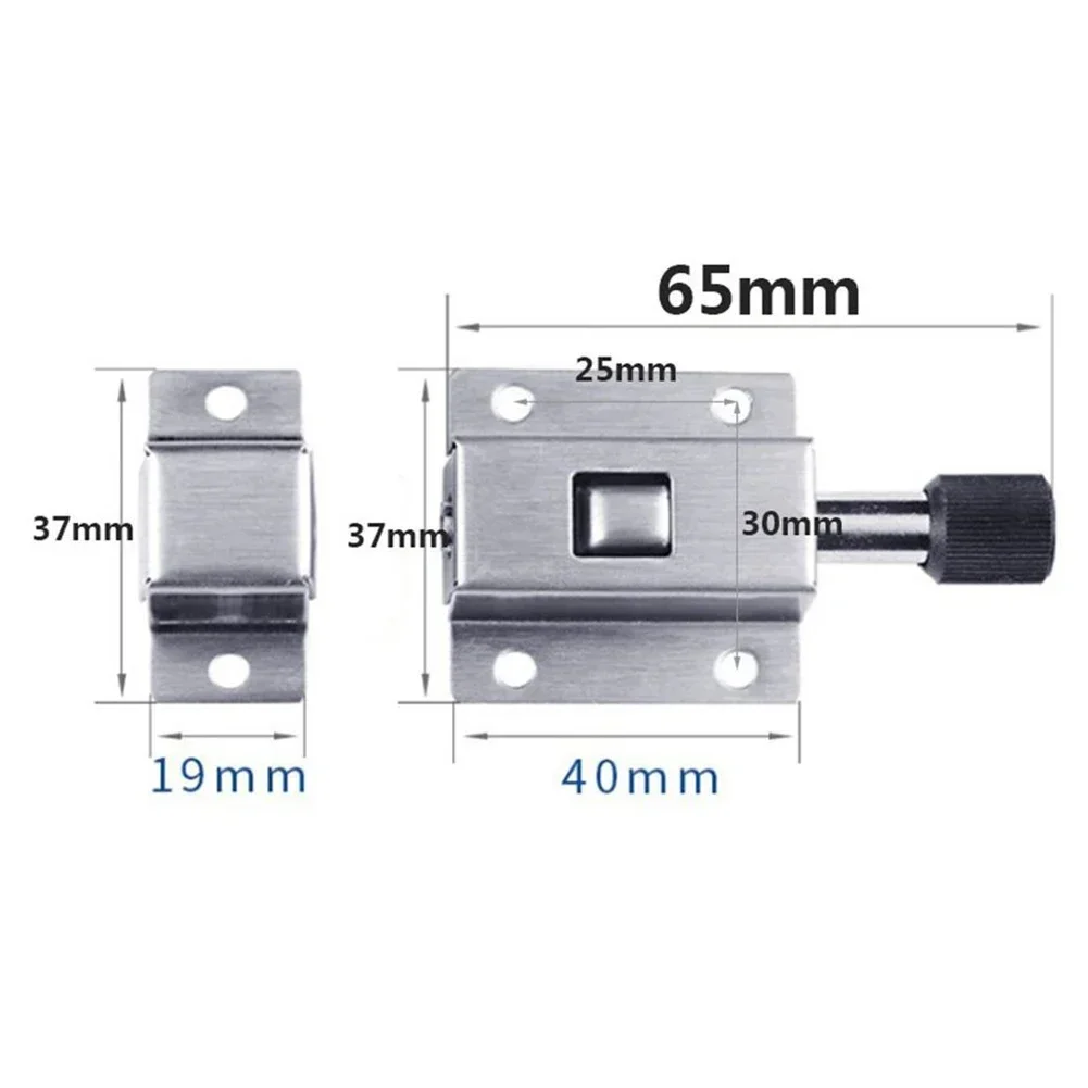 Self-elastic Latch Stainless Steel Silver Door Latch Sliding Lock Bolt Automatic Spring Latch With Screws