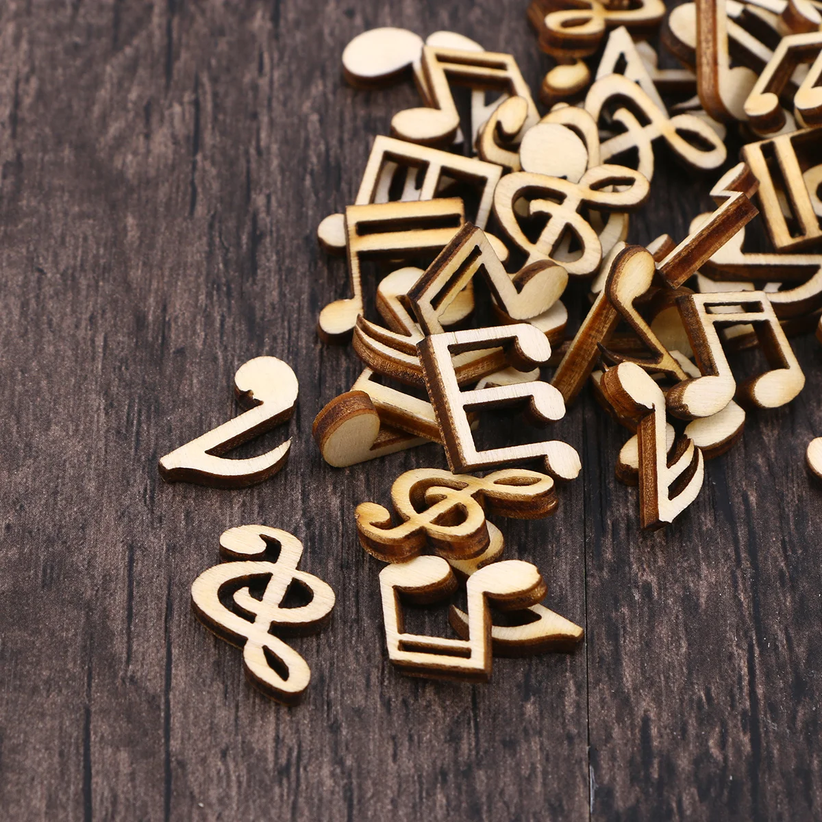 

100Pcs Wood Slice Musical Notes Natural Color DIY Scrapbooking Craft Pieces Educational Art Embellishments Wood Slice