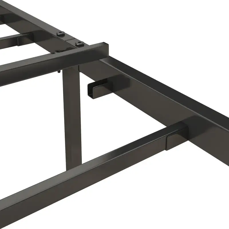 إطار سرير كامل الحجم مع قاعدة شحن، لوح رأسي منجد ومنصة معدنية، تصميم باللون الرمادي لغرف النوم الحديثة.