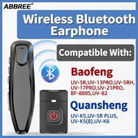 ABBREE Wireless Headset Bluetooth PTT Handsfree Earpiece with for Baofeng UV 5R 82 21 13 17 888S Quansheng UV K5 (8) 5R Plus K6