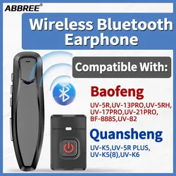 ABBREE Wireless Headset Bluetooth PTT Handsfree Earpiece with for Baofeng UV 5R 82 21 13 17 888S Quansheng UV K5 (8) 5R Plus K6
