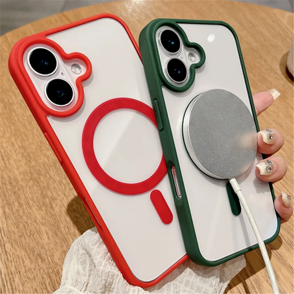 Fashion Clear Magnetic For Magsafe Wireless Charge Case For iPhone 16 15 14 Plus 13 12 Mini 11 Pro Max XS Max XR Acrylic Cover