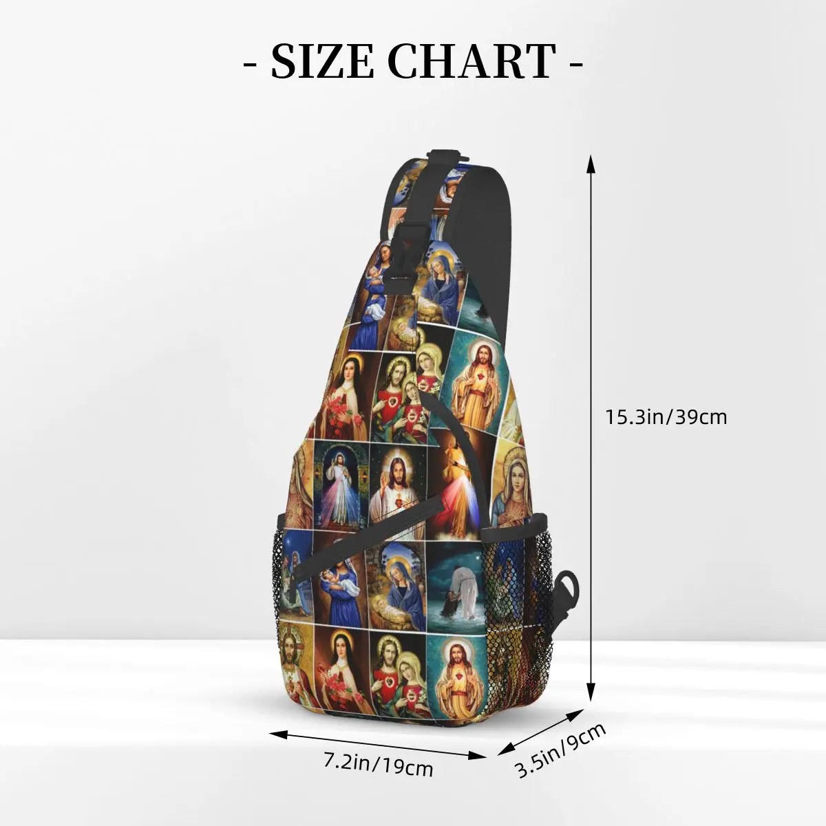 Jesus Virgin Mary Cross body Schulter taschen für Brusttasche Christian katholischen Schulter rucksack Tages rucksack zum Wandern im Freien Radfahren