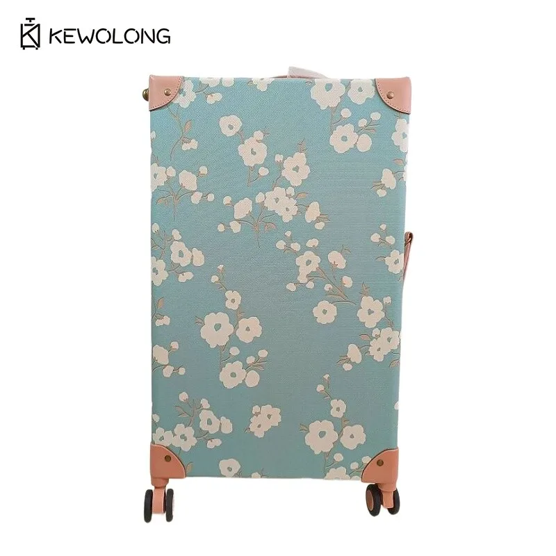 

Vintage Cute 20 24 Inch Student Luggage with Free Protective Cover, Spinner Wheel Carry On Suitcase for Girls Travel