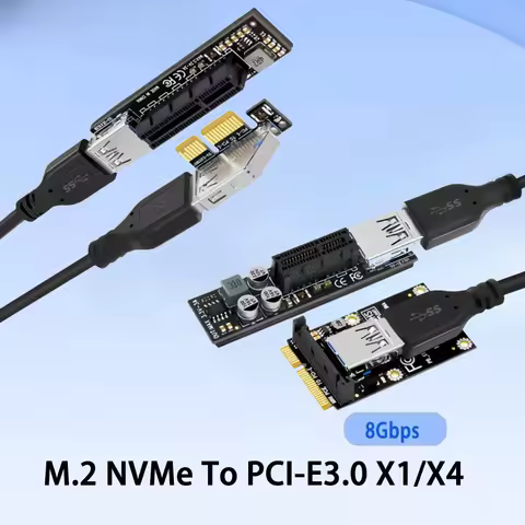 NVMe M.2 To PCIE Riser USB 3.0 PCI Express X1 X4 Extension Cable Adapter Card Converter with Power Module for Desktop PC AMD GPU