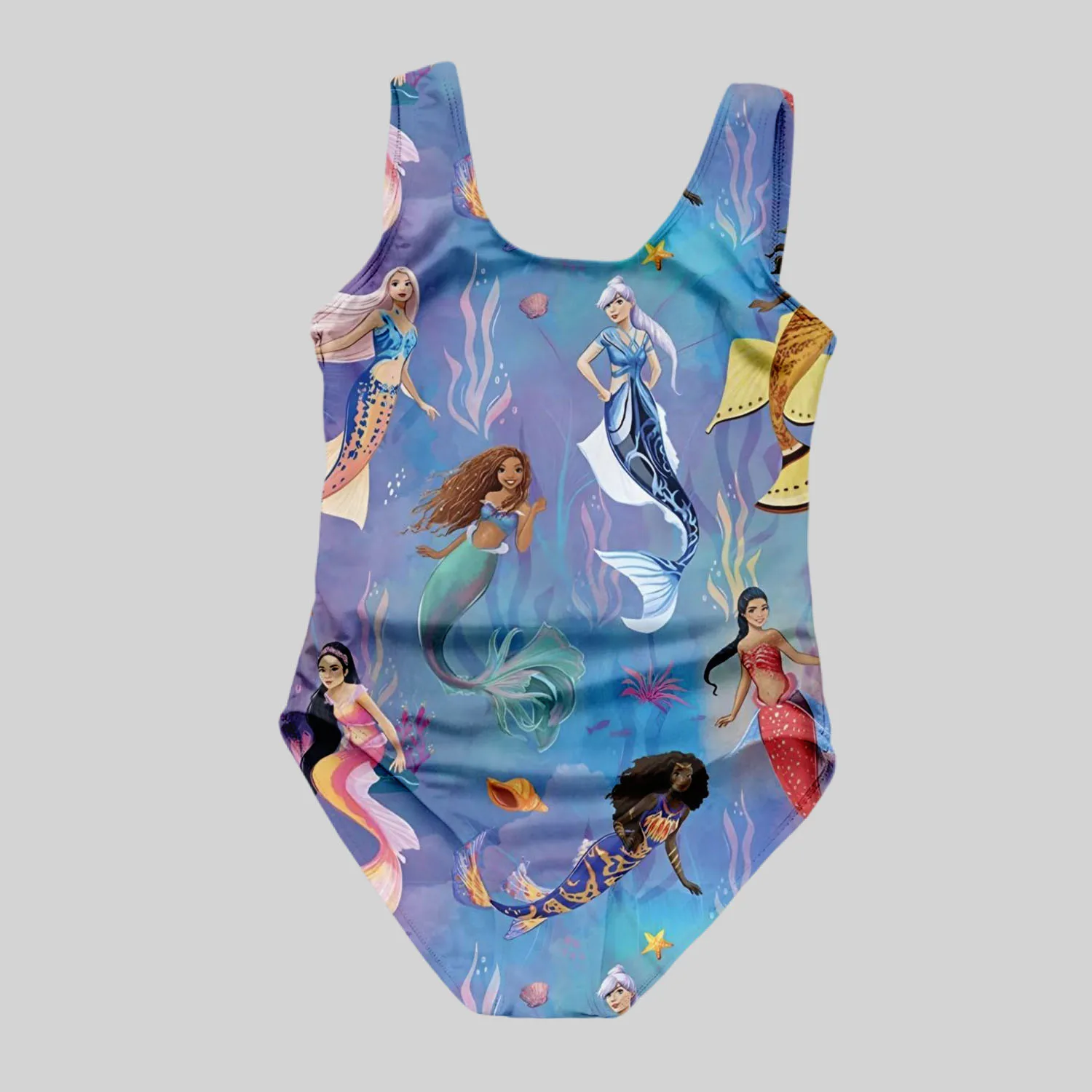 Children\'s 1-piece set of cute mermaid pattern 3D printed girl swimsuit - suitable for summer beach vacation