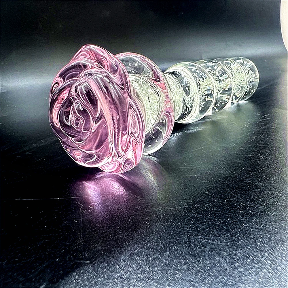 Luminous Glass Dildo Rose Anal Plug Glow in The Dark Butt Plug Anal Beads Penetration Anal Couples Play Adult Sex Toy Joinjjtoy