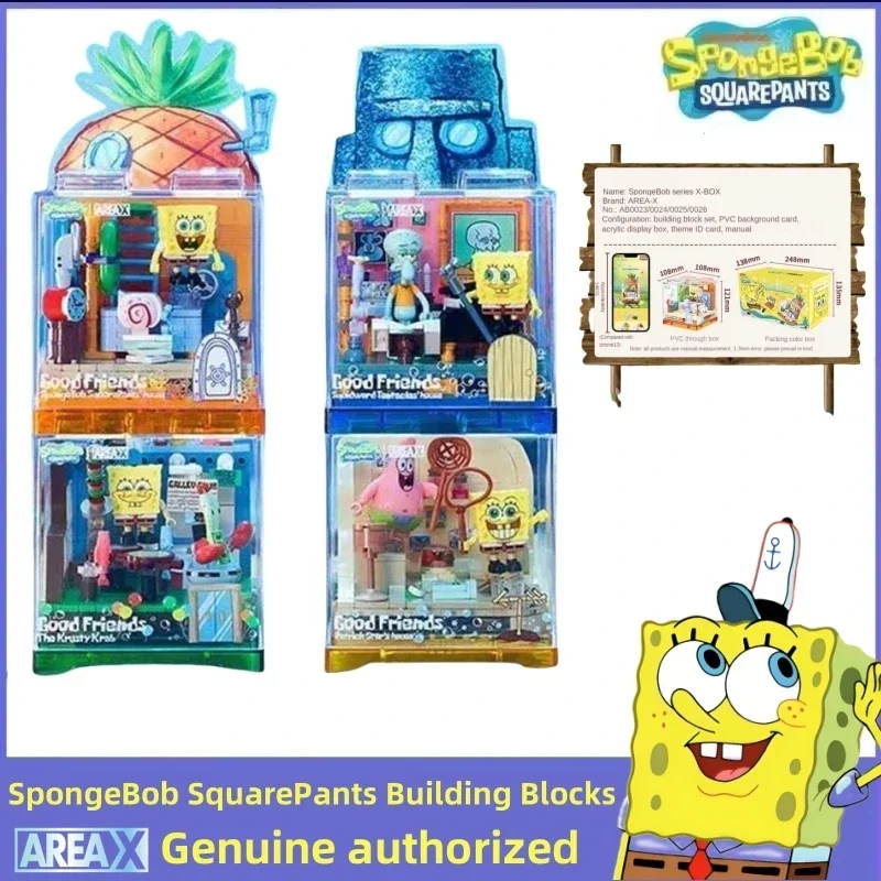 Spongebob Building Blocks Pineapple Restaurant Anchor House Tree House Room Model Bricks With Dust Cover DIY Toys Gifts For Kids