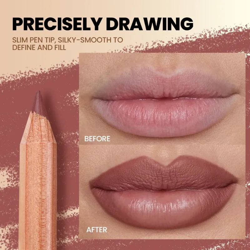Novo sedoso multi funcional tom durável lápis de maquiagem 6 peças lipliner caneta caso fosco anti mancha diário cor nude caneta labial