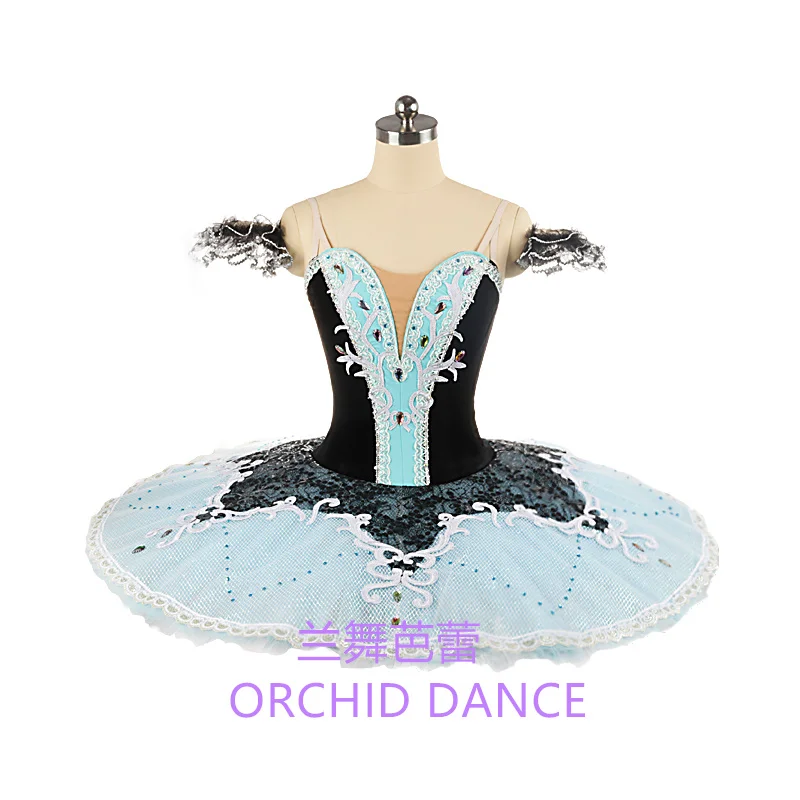 Quick Production Professional High Quality Women Adult Performance Wear Girls Swan Lake Sky Blue Black Ballet Tutu Costumes