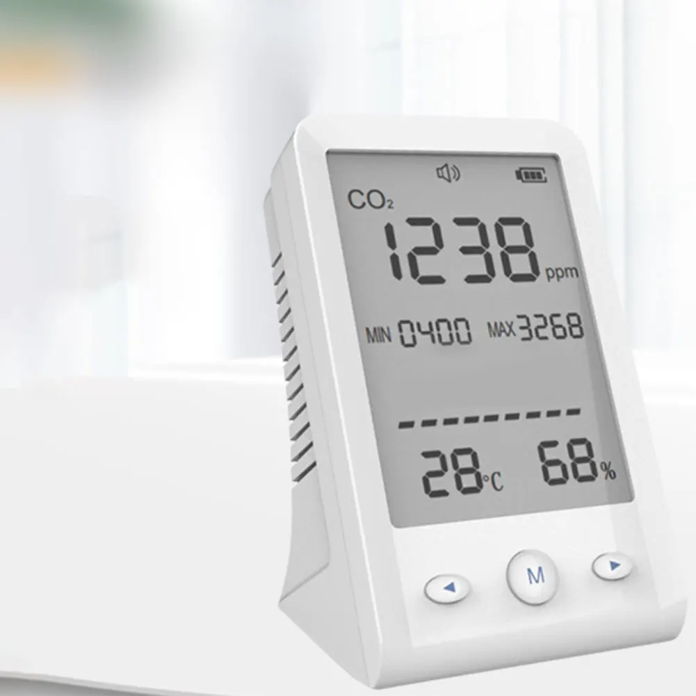 

Мониторинг офисной среды Измеритель углекислого газа Материал ABS NDIR Технология датчика Перезаряжаемая литиевая батарея