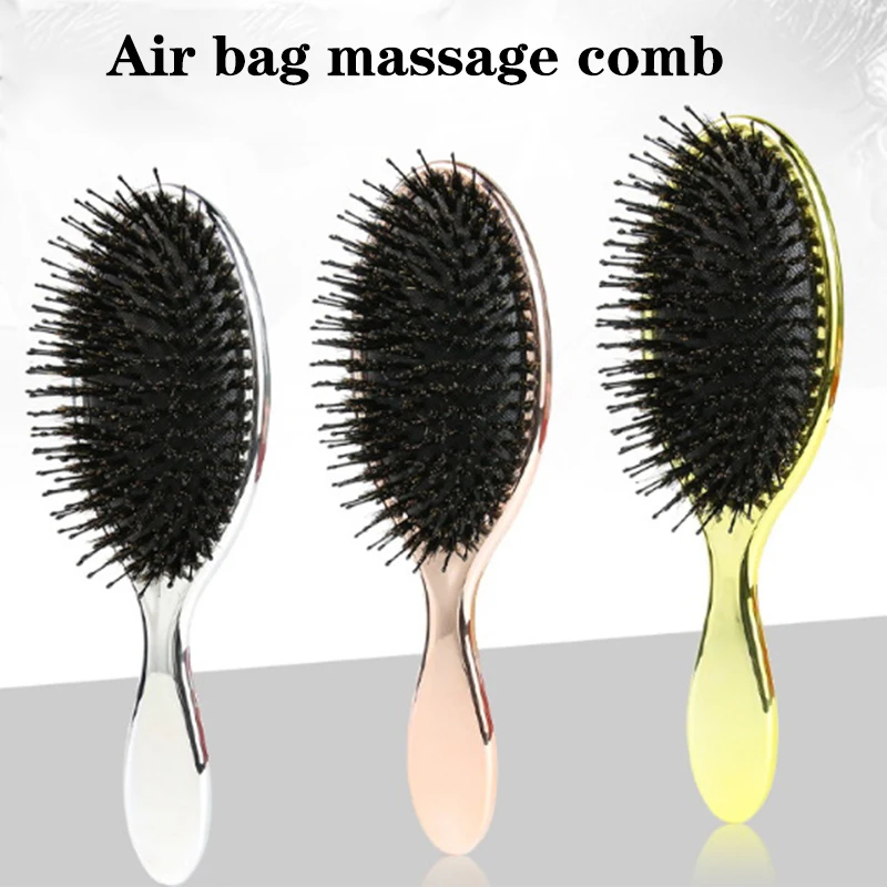 

Electroplated Color Oval Hair Brush Boar Bristle Paddle Hair Brush Anti Static Hair Comb Hairdressing Massage Combs