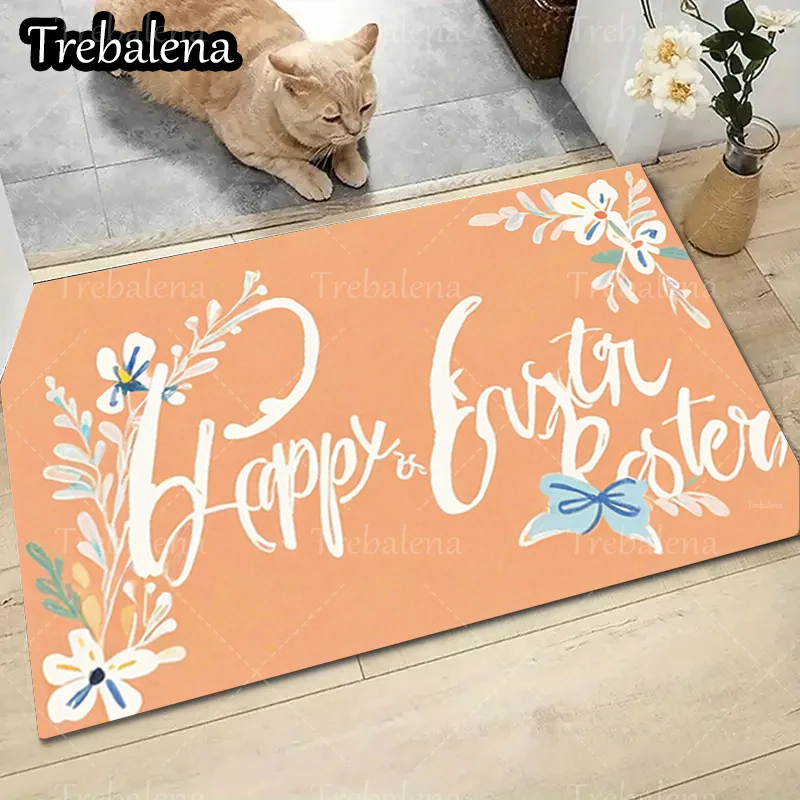 1 قطعة سجادة باب ترحيب سعيد عيد الفصح الأزهار فراشة ترحيب حصيرة الربيع عطلة ديكور
