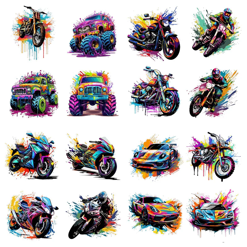 Graffiti Sports Motorcycle Iron Sticker Patch For Clothing Men's and Women's T-shirts DIY Jacket Patch Cool Stickers