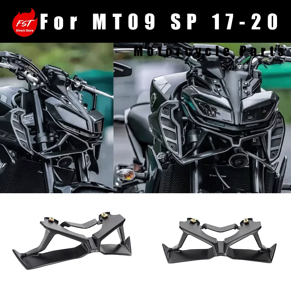 Modified Front Downforce Wing, Lower Head Fairing Beak & Air Intake Spoiler for  MT09 SP 2017-2020