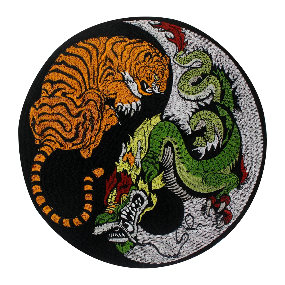 Tiger Dragon Snake Patches Iron on Rose Microphone Embroidery Badge for Clothing DIY Garment Applique Decor