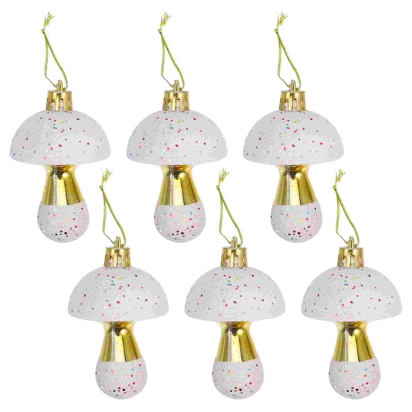 

6 Pcs Christmas Tree Mushroom Ornaments Decors Mushrooms Hanging Decorations Top Hat Xmas Pendant Party