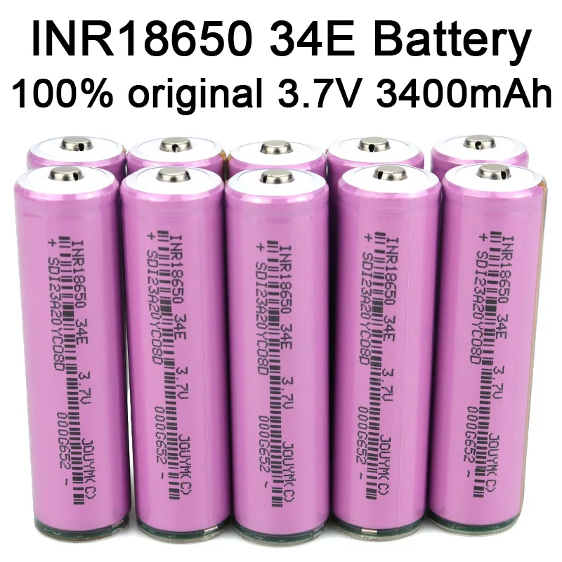 

1-10PCS 18650 3400mAh 3.7V High Current INR18650 34E Li-ion Rechargeable Battery