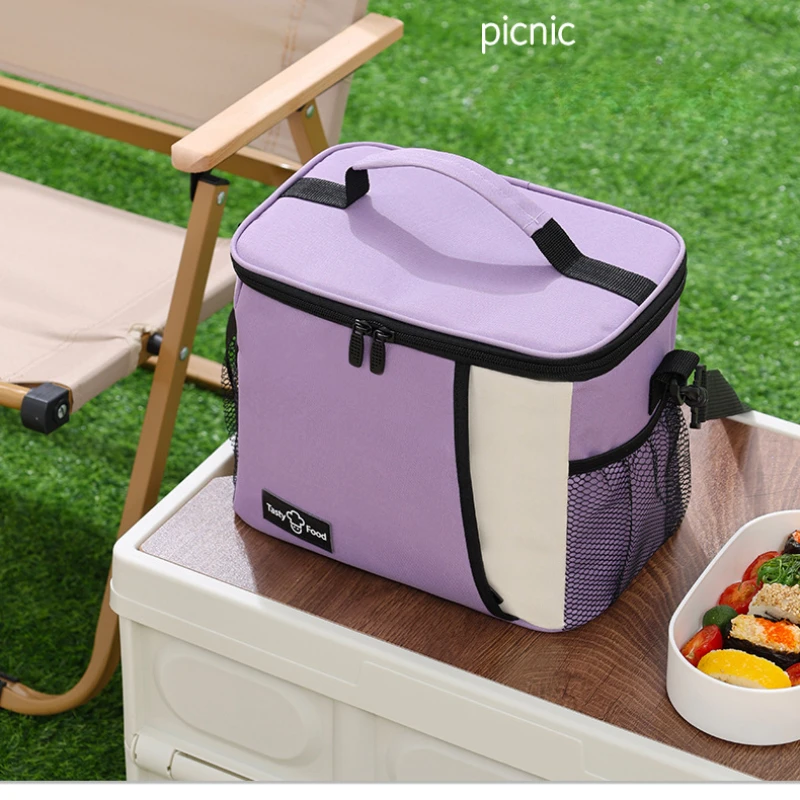 Insulated lunch box handbag handheld shoulder lunch bag ice bag work with rice waterproof hand carry thickened aluminum foil