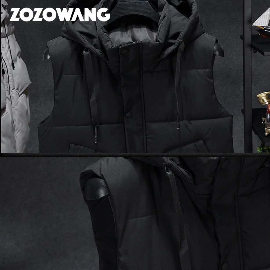 ZOZOWANG Camouflage Vest Men Winter Thick Vests Plus Size 8XL Sleeveless Jacket Male Casual Hooded Camo Vests Big Size 8XL