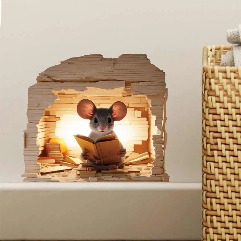 Cartoon Mouse Hole Wall Sticker Living Room Wall Edge Home Decoration Mural For Kids Bedroom Wallpaper Removable Funny Rats S676
