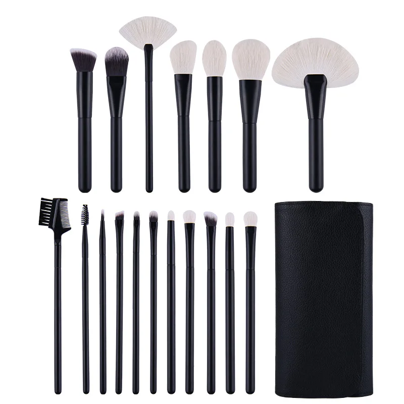 18 PCS Animal Goat Hair Makeup Brushes Set Wood Handle Makeup For Women Professional Korean Cosmetics Eyeshadow Complete Kit