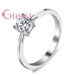 Anelli semplici in argento sterling 925 a prezzo di fabbrica per le donne Ragazze I migliori regali Gioielli da sposa in cristallo CZ con zirconi trasparenti lucidi