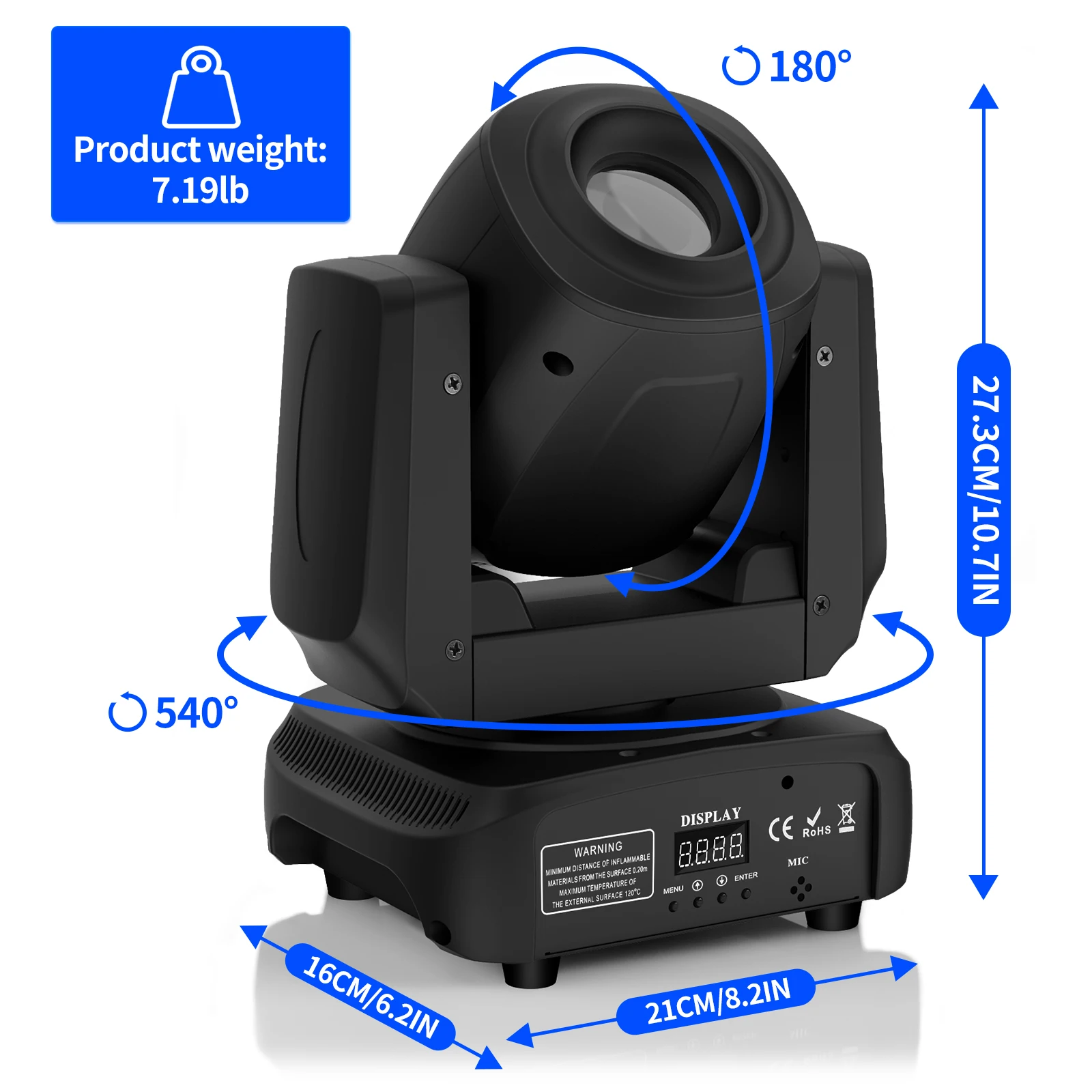 U'King 85W LED Moving Head Licht DMX512 RGBW Strahl Bühnenlicht 3/5 Prisma Effektlicht für KTV DJ Disco Show Party Spotlicht – Detail 7