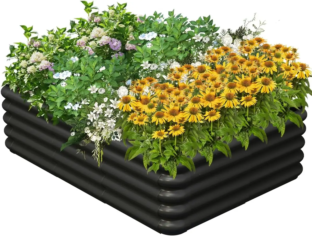 

Raised Garden Bed Kit for Outdoor, PP Material Planter Boxes 4.3x3.0x1.0ft, Large Garden Box Flower Bed with Easy Assembly, Gard