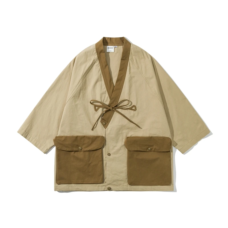 

Japanese Sle Vintage Loose Casual irt Men's Summer Top with Big kets ex Outerwear ort Sve Other Design