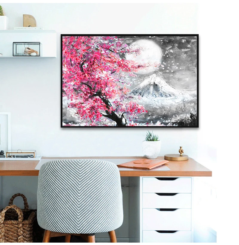 Mount Fuji Cherry Blossom Landscape Japan Canvas Painting Posters Prints Quadros Wall Art Picture Living Room Home Decor Cuadros