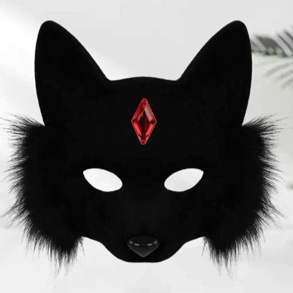 Fantasia engraçado gato máscaras faciais cosplay peludo halloween masquerade máscara animal preto meia máscara facial comic con