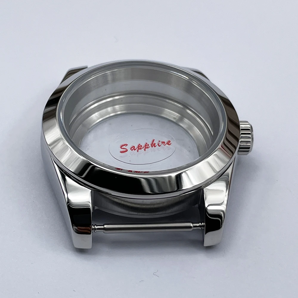 40mm Smooth Bezel Watch Case Fit to DJ NH35 NH36 Movement Stainless Steel Transparent Mechanical Watch Case Sapphire Crystal Top