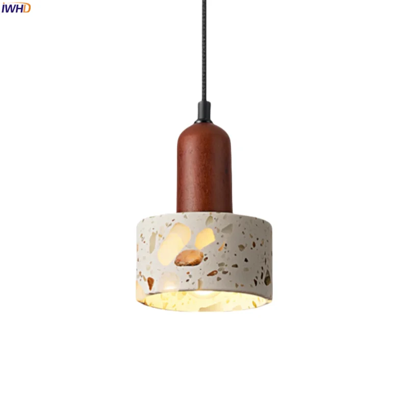 

IWHD Wabi Sabi Terrazzo LED Hanging Lamps For Bedroom Loft Kitchen Cafe Living Room Home Design Japanese Pendant Light Lampara