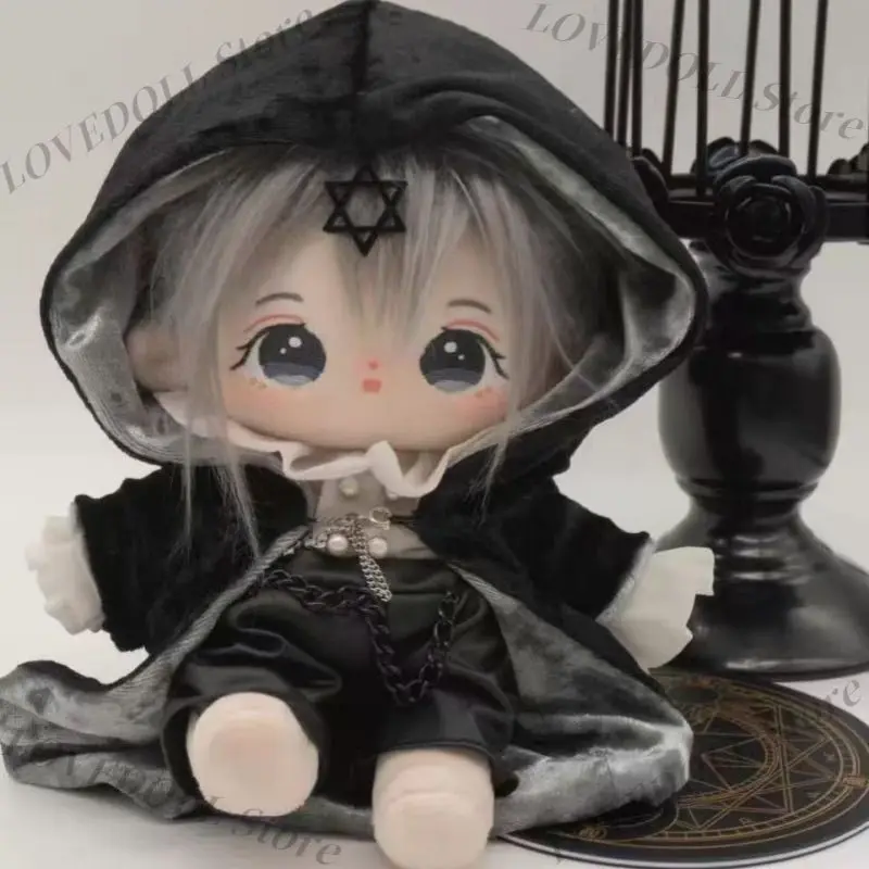 

Black Super Cool Doll Costume Set Clock Shirt Short For 20cm Plush Stuffed Doll Body Plushie Pillow Toys Clothing Outfit Gift