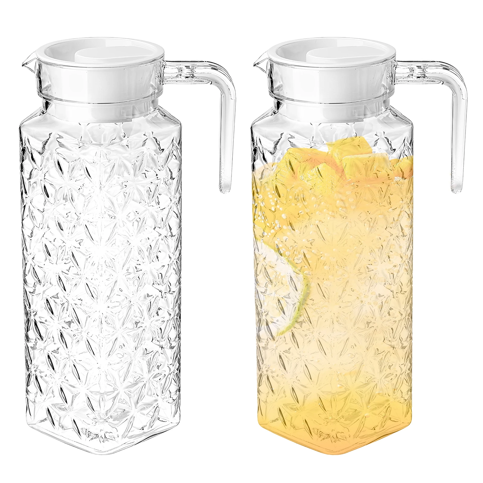 2PCS 1.1L Water Jug Transparent Plastic Cold Water Kettle Water Pot With Handle Office Household Jug For Ice Tea Coffee Milk