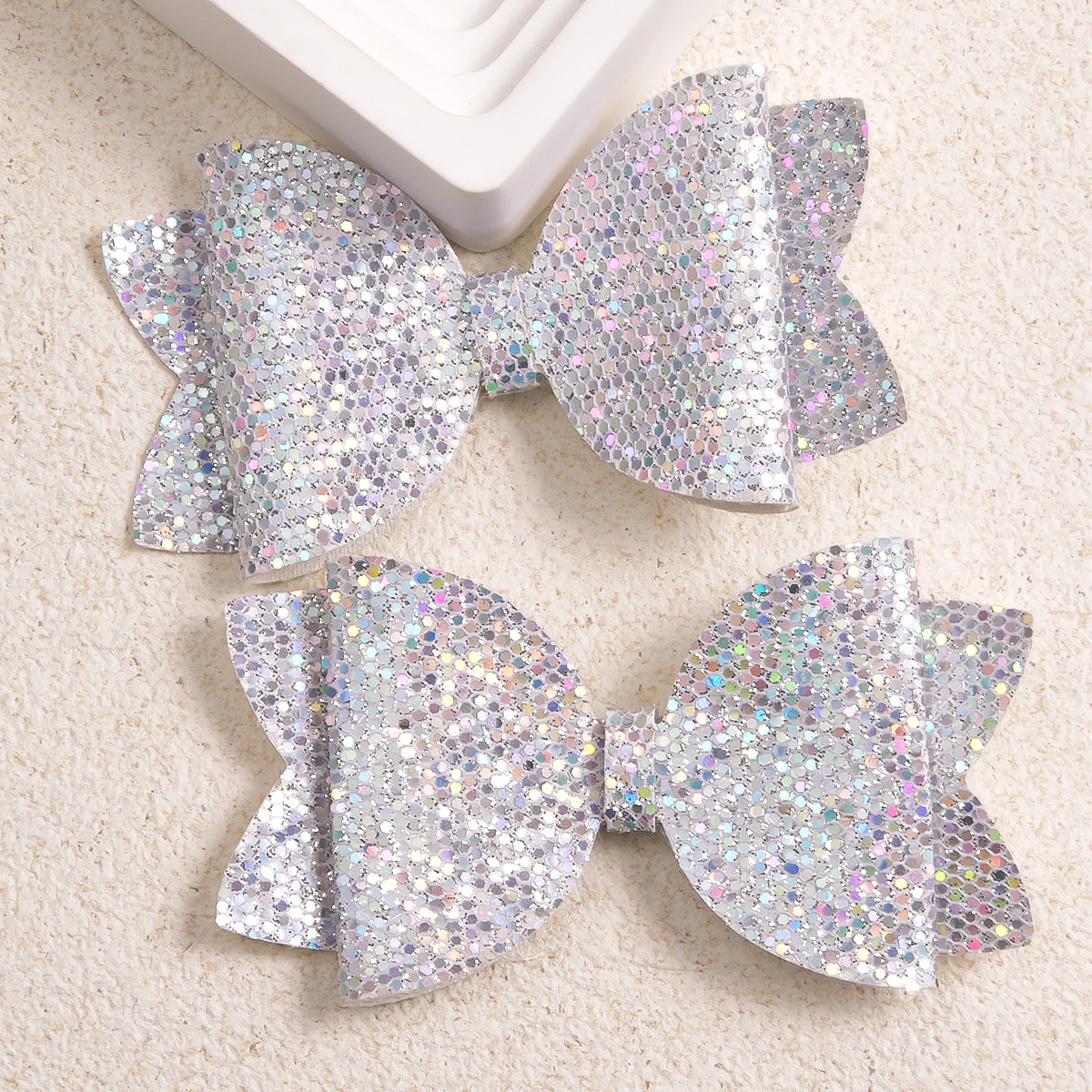 2 mesh green onion powder dovetail bow duck-bill clip hairpin Fashion popular everything girls daily dress up hair accessories
