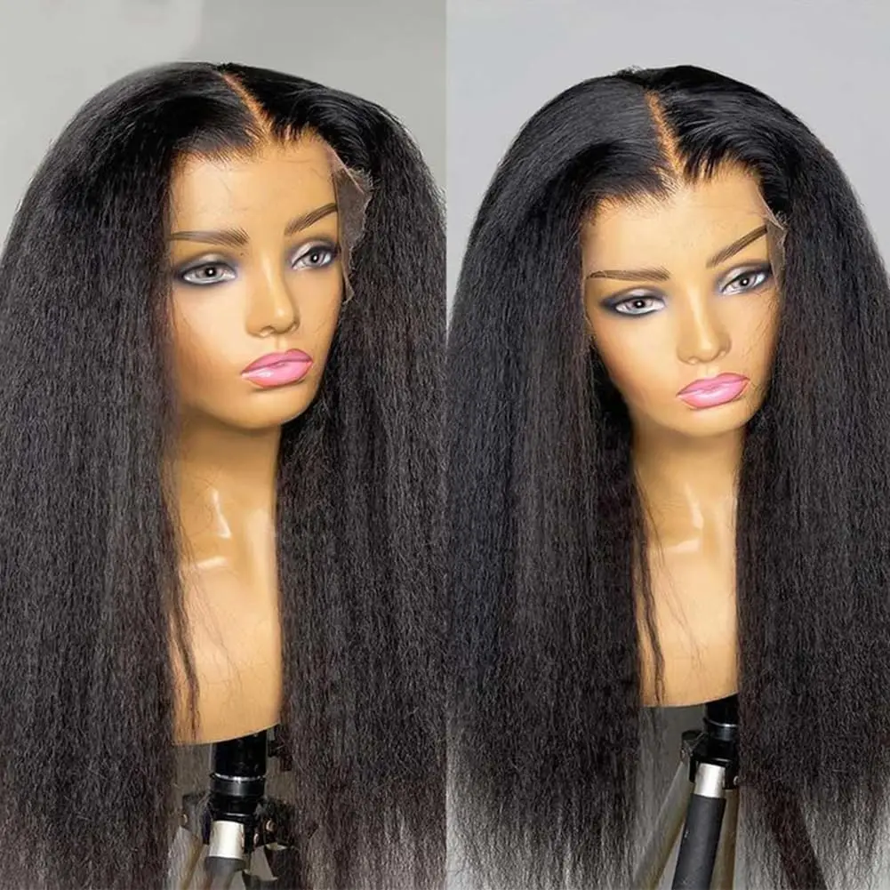 

Kinky Straight Lace Front Wigs For Women Pre Plucked 13x4 Lace Frontal Wig Brazilian Remy Human Hair Wig 4x4 Glueless Wig
