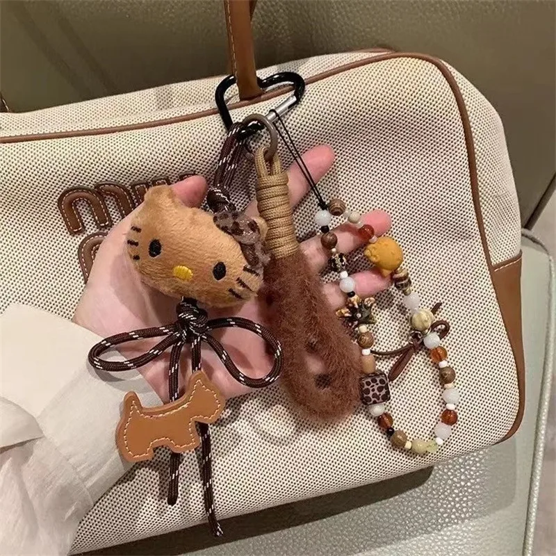 Sanrio kawaii olá kitty brinquedo de pelúcia bonito brinquedo de pelúcia mochila pingente dos desenhos animados chaveiro menina anime festival presente aniversário