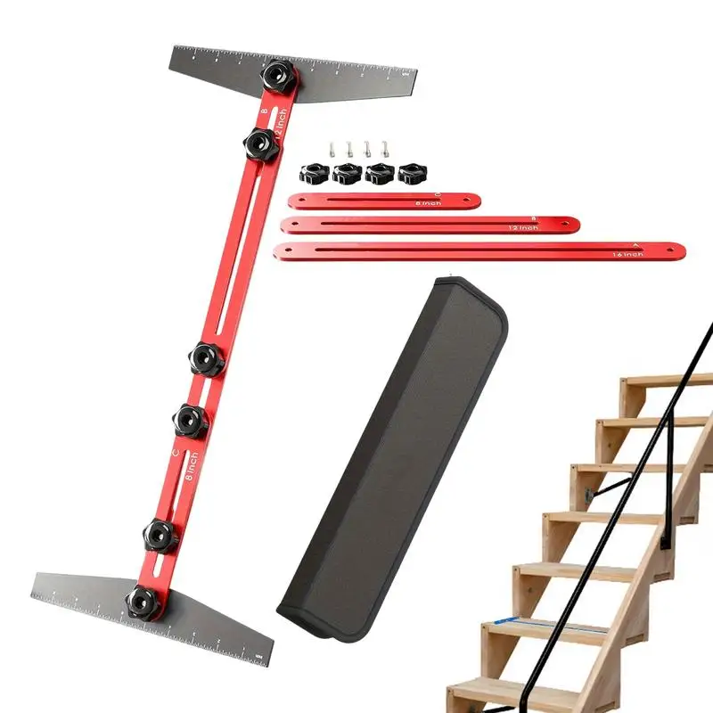 Stair Tread Jig Multifunctional Stair Tread Measuring Tool Folding Shelf Layout Supplies Adjustable Aluminum Alloy Flooring