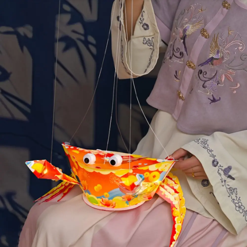 Portable Crab Glowing Lantern Waterproof Cartoon Mid-Autumn Lantern Battery-Operated Handmade Three-dimensional Lantern