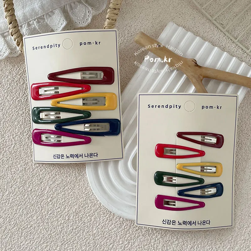 

Korean Style Colorful Enamel Waterdrop BB Clip for Children Side Bangs Hair Holder Non Damage Metal Small Non Slip Daily Wear