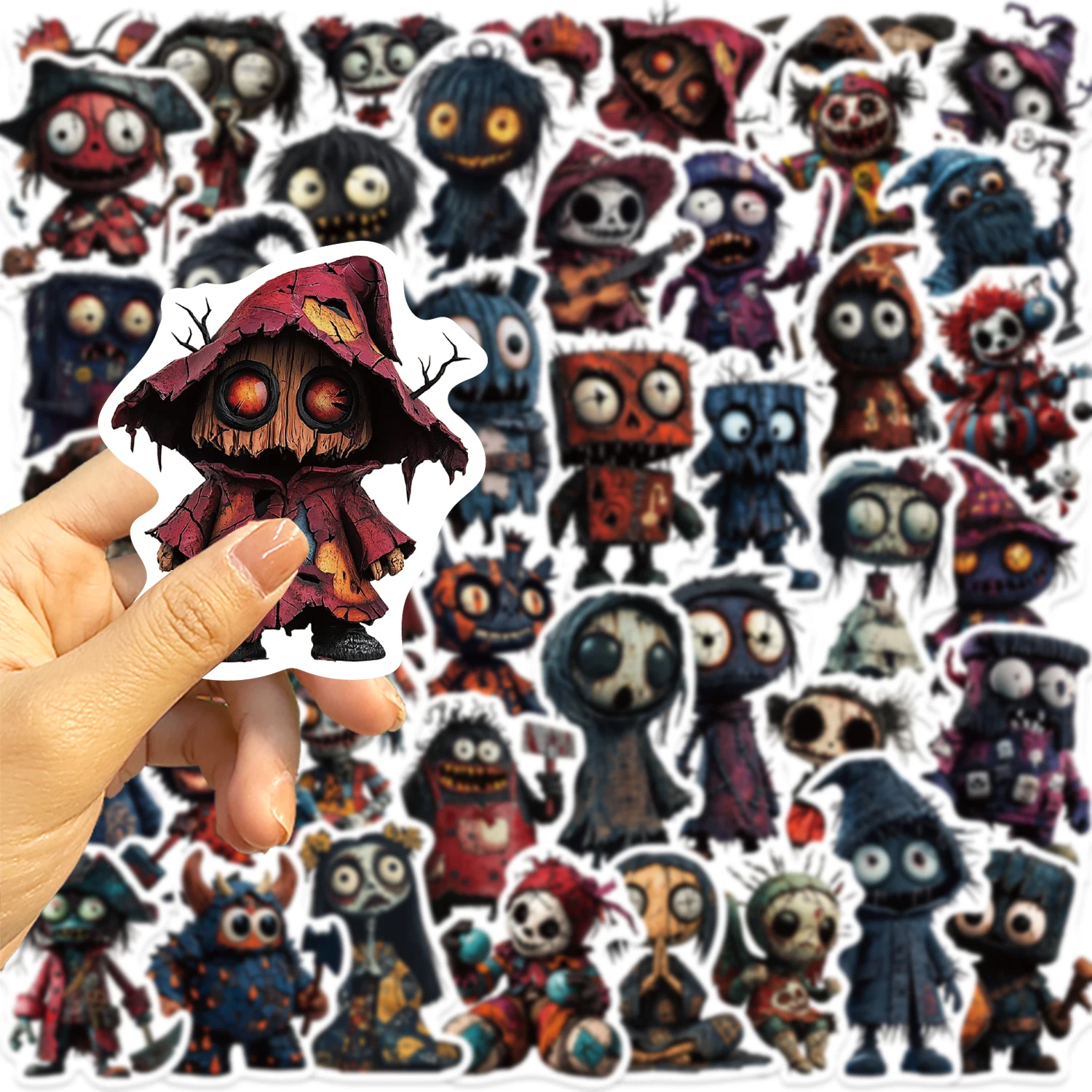 50PCS Horror-Stil Kunst Schädel Aufkleber Wasserdicht DIY Skateboard Motorrad Helm Halloween Dekoration Aufkleber Spielzeug